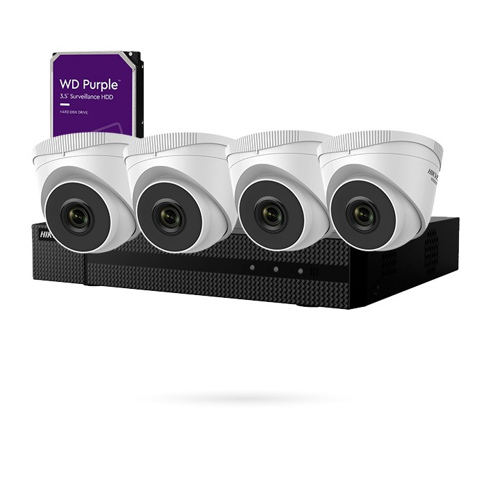 KIT IP POE 4 CAMARAS DOMO 4MPX