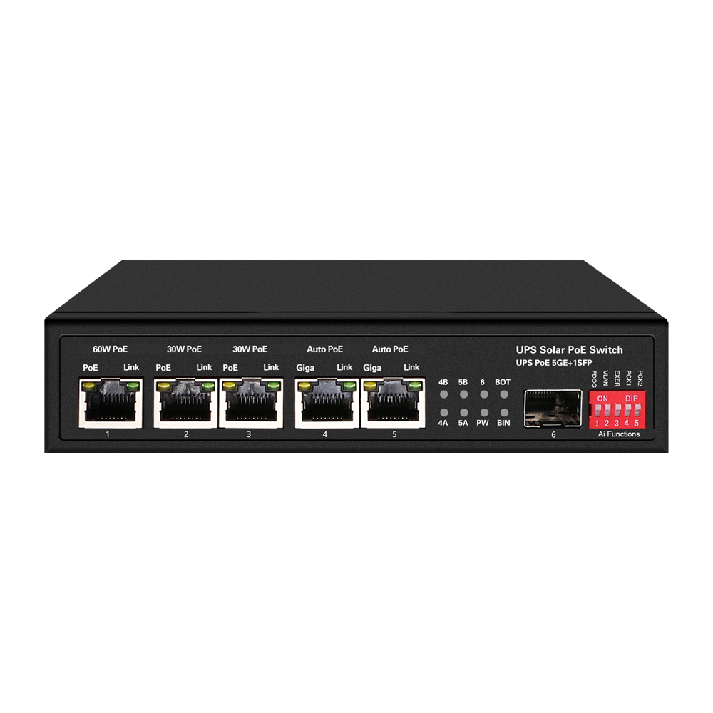 SWITCH 12V POE 5 PUERTOS + 1 SFP