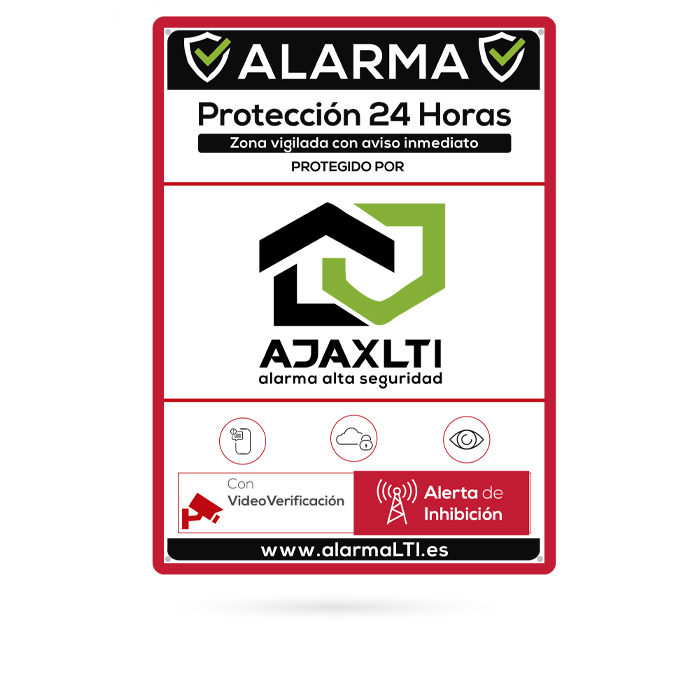 CARTEL ALARMA AJAX ALUM LACADO 28X21