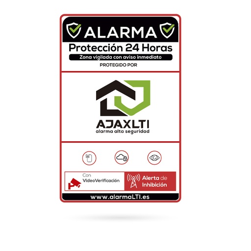 [ACESAJ000008] CARTEL ALARMA AJAX ALUM LACADO 19X12